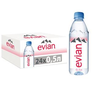 Вода Evian минеральная природная столовая питьевая негазированная, 24 шт. по 0,5 л