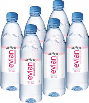 Вода Evian минеральная природная столовая питьевая негазированная, 24 шт. по 0,5 л